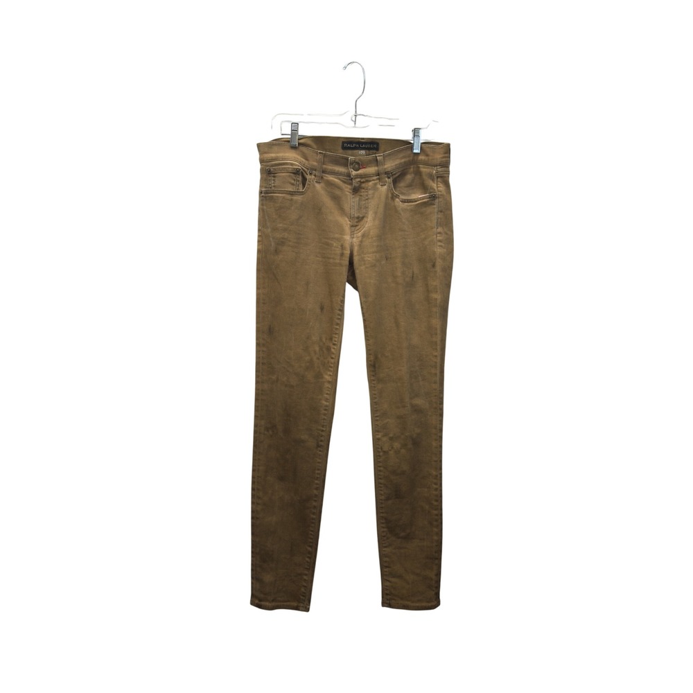 Ralph Lauren Skinny Mud Wash Jeans Women Size 8 Brown Color Cotton Made in Italy
